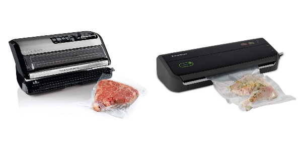 Side by side images of FoodSaver FM5200 and FoodSaver FM2000 vacuum sealers.