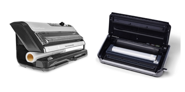 Side by side images of FoodSaver FM5200 and FoodSaver FM2100 vacuum sealers.