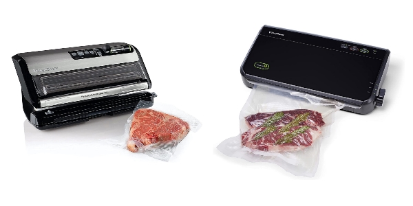 Side by side images of FoodSaver FM5200 and FoodSaver FM2100 vacuum sealers.