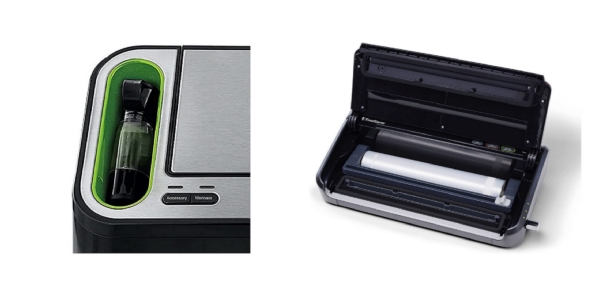 Side by side images of FoodSaver V4400 and FoodSaver FM2100 vacuum sealers.