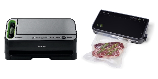 Side by side images of FoodSaver V4400 and FoodSaver FM2100 vacuum sealers.