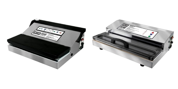 Side by side images of Weston Pro-1100 and Weston Pro-2300 vacuum sealers.