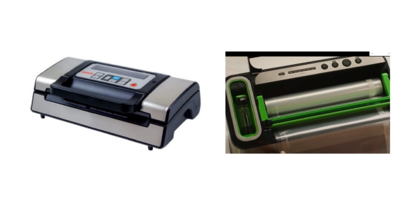 Side by side images of Nesco VS-12 and FoodSaver V4840 vacuum sealers.